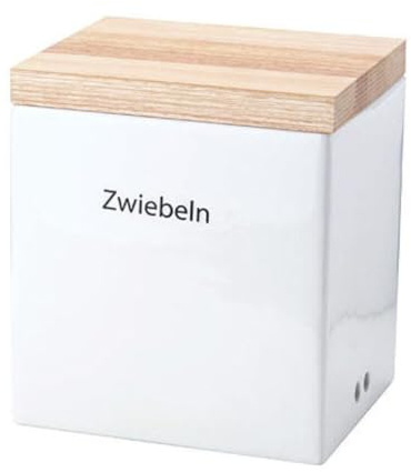 Vorratsdose Zwiebel Keramik m. Holzdeckel 18x15,5x20,5cm