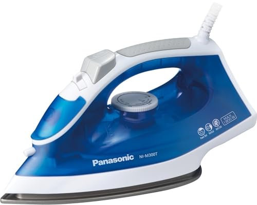 Panasonic 1500W Advanced Titanium Coated Sole Plate, Vertical Steam/Dry Iron, Standard, Blue/White