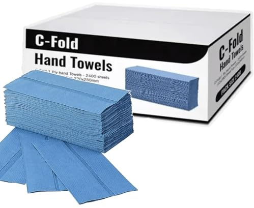 Soft Blue 1 Ply C Fold Paper Hand Towels Multi Fold Tissues V Fold (Blue)