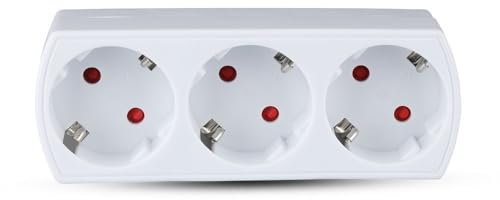 V-TAC Adaptateur Multiprise Triple Murale - 3 Prises - Bloc Multiprises avec Prises 16A Shuko pour Maison, Bureau, Magasin, Garage - 250V - Compact et Pratique - Électrique - Blanc
