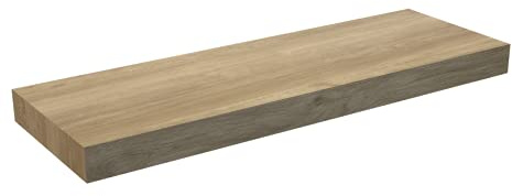 Coycama Encimera Baño Madera Suspendida | Encimera Flotante para Lavabos sobre Encimera Baños | Fondo (46cm o 40cm) | Espesor 8cm | 80 cm., Roble Natural (Fondo 46cm)