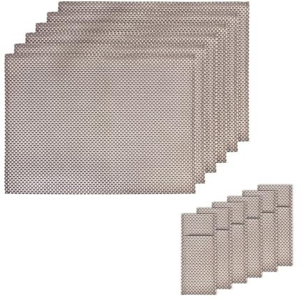 Westmark Platzdeckchen-/Bestecktaschen-Set, 12tlg., 6 Tischsets + 6 Bestecktaschen, Saleen-Edition: Elegance, Synthetik, Grau/Silber, 012103441E6