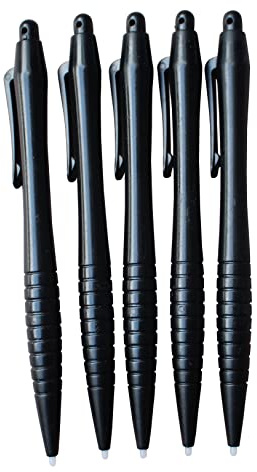 Dealbude24 5X Schwarz Stylus BedienStift Pen Eingabestift Pen Lang Display Touch Pen mit Loch für Anhänger für PDA und Organizer Plastik