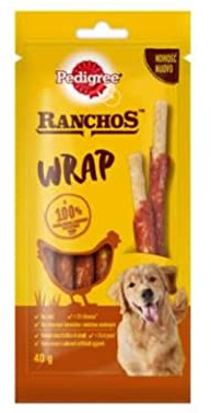 Pedigree Ranchos Wrap Stick mit Fleisch für Hunde, 12 Packungen zu je 40 g