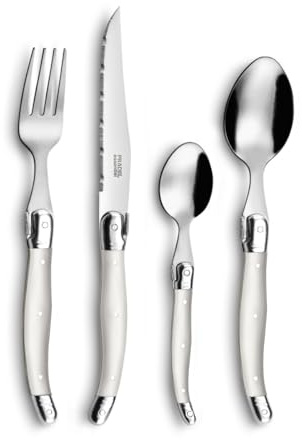 LOU LAGUIOLE - Coffret 24 couverts de table pour 6 personnes - Rustic - Acier inoxydable 18/0, Finition Standard - Perle