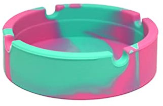 BWD AshTray Silicone Mould Pink&Turquoise Round Shape Cigarette Ash Tray Holder Tobacco Indoor Outdoor Pubs Bars Use