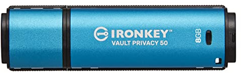 Kingston IronKey Vault Privacy 50 FIPS 197 Certified & XTS-AES 256-bit Encrypted USB Drive for Data Protection - IKVP50/8GB
