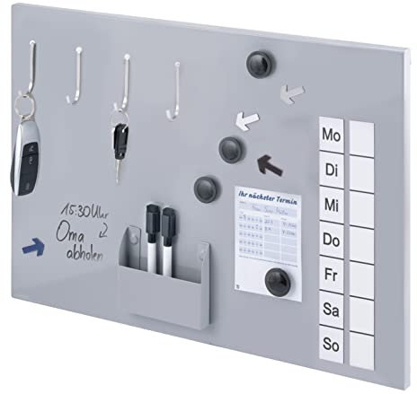bremermann Magnettafel aus Metall, beschreibbar, viel Zubehör, (hellgrau)