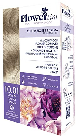 PUROBIO FLOWER TINT - COLORAZIONE 10.01 BIONDO PLATINO FREDDO IN CREMA PERMANENTE ECOBIO VEGANO