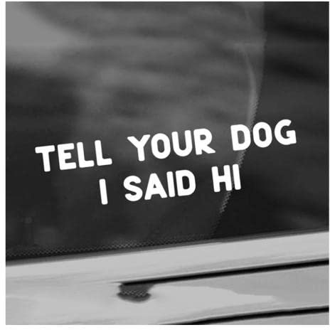 GAETOYEN Autoaufkleber Hund Personalisiert 20 cm Schwarz/Splitter Tell Your Dog I Said Hi Campervan Autoaufkleber Kleine/Große Größe Abnehmbarer Wasserdichter Fensterkörperaufkleber Css1A6329