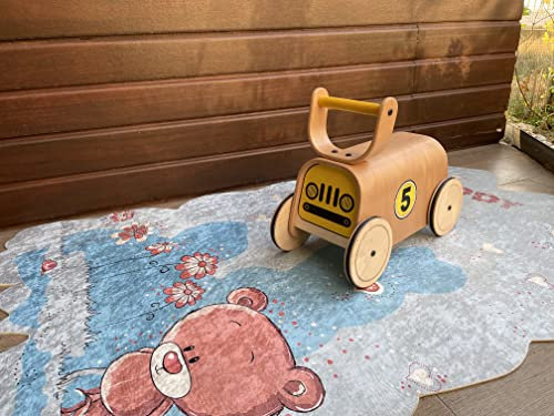 FAFOUR Lauflernwagen mit Vier Rädern für Kleinkinder, aus Holz, für erste Schritte und Lauflernwagen mit Stauraum für Spielzeug, Kinder-Spielzeug mit Rädern