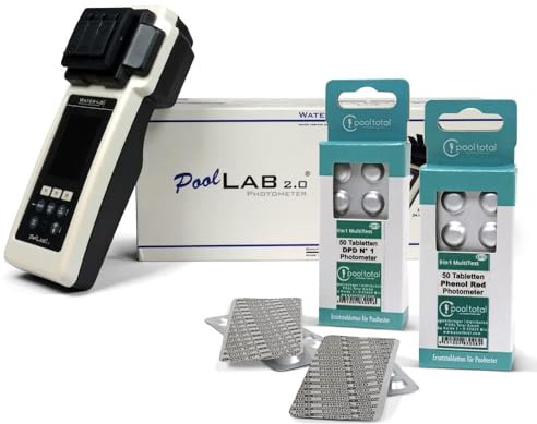 PoolLab 2.0 Photometer Special Edition - Professioneller Pooltester mit Bluetooth & WiFi - Wasserdicht nach IP68 - Misst 24 Parameter - Wasseranalyse für Pools und Spa - inkl. Zubehörpaket