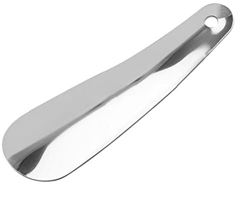 Yoezuo Calzador de Acero Inoxidable 16cm, Diseño Curvo con Orificios para Colgar, Calzador Pequeño, Calzador de Zapatos Corto Portátil, Un Gran Ayudante para Calzarse