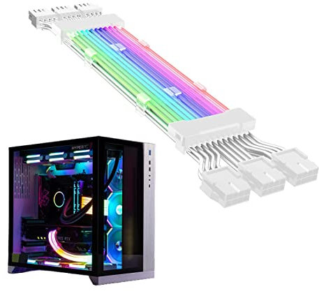 Jeanny Rallonge Câble PC RGB Câble ATX RGB 24 Pin Câble ATX 24 Broches Câble d'alimentation RGB Câble d'alimentation PC RGB Câble D'extension d'alimentation RGB Adressable