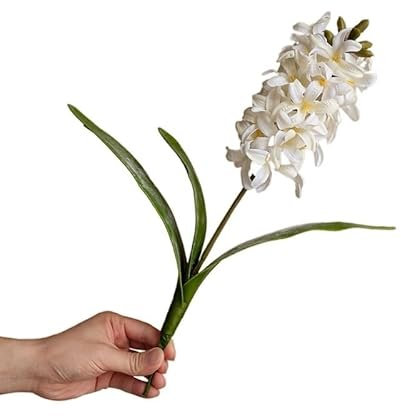 HXSCOO Simulation Feel Hyazinthe Fake Blumen Real Touch Delphinium Realistische Blume Indoor Home Tischdekoration Hochzeit Party Layout (Color : Weiß)