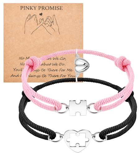 VU100 2 Stücke Paar Magnetisches Armband Magnetische Anziehungskraft | Paarpaarung Liebe Freundschaft Weben,Geschenk Für Liebhaber Familie bester Freund Freundin Mutter Schwestern