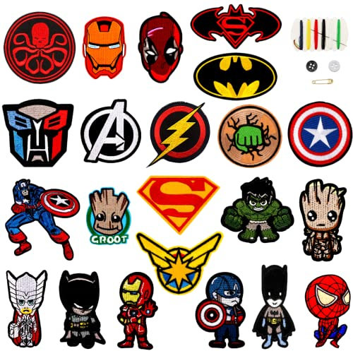 Flicken zum Aufbügeln Kinder,Patches zum Aufbügeln Set,22 Stück Bügelflicken Kinder Bügelbild,Applikationen zum Aufnähen Aufnäher Kinder,Bügelbilder Kinder für Kleidung Rucksäcke Jeans Patches