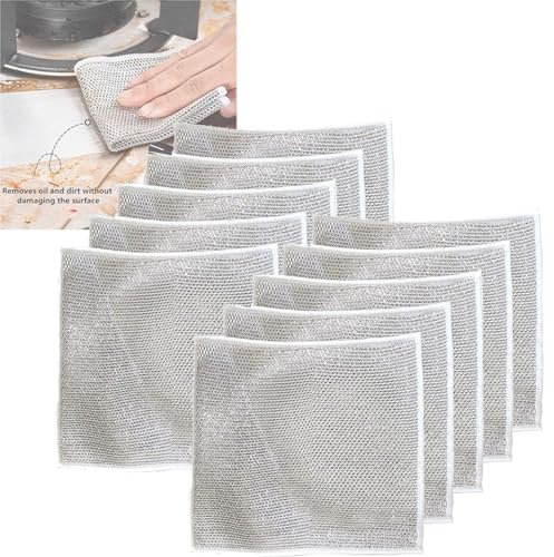 Veraing Paño Multiusos de Alambre Resistente a los arañazos, paños Multiusos para Lavar Platos con Alambre abrasivo, Resistentes a los arañazos (10 Unidades)