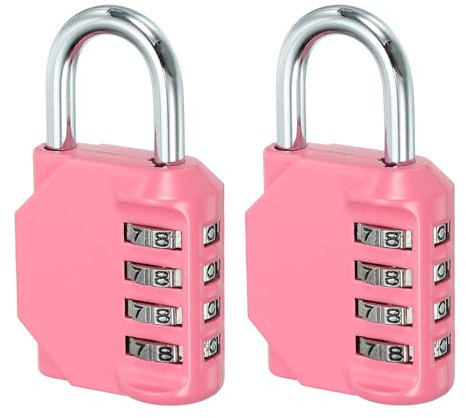 PATIKIL Lucchetto a Combinazione a 4 Cifre da 3 Pollici,2pz in Lega di Zinco Impermeabile, Resettabile, per Porte Esterne, Palestra, Scatole, Rosa