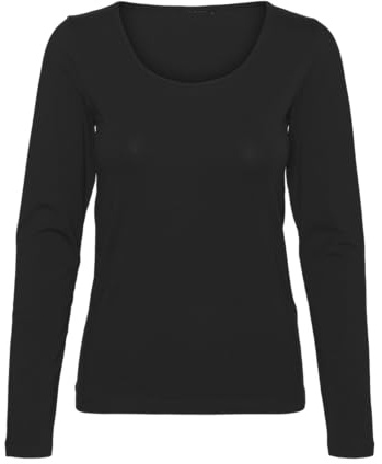 VERO MODA Maglia a Maniche Lunghe da Donna Vmlulu LS Scollo a U Jrs Ga Noos, Nero, XS