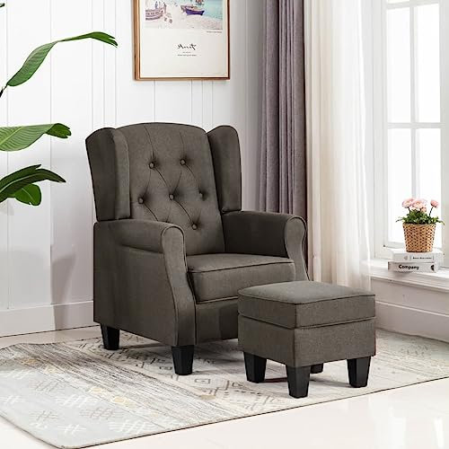 Sessel, Cocktailsessel ArmlehnStuhl Loungesessel Kinosessel Geeignet für Büro Schlafzimmer Stube Wohnzimmer mit Fußhocker Taupe Stoff