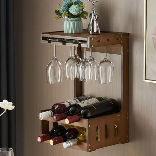 Botellero Pared Botellero de Techo Con Portabotellas Organizador de Almacenamiento de Vino para Colgar Botellero de Pared Almacenamiento de Vino de Mesa para Vino Tinto Champagne y Otras Bebidas