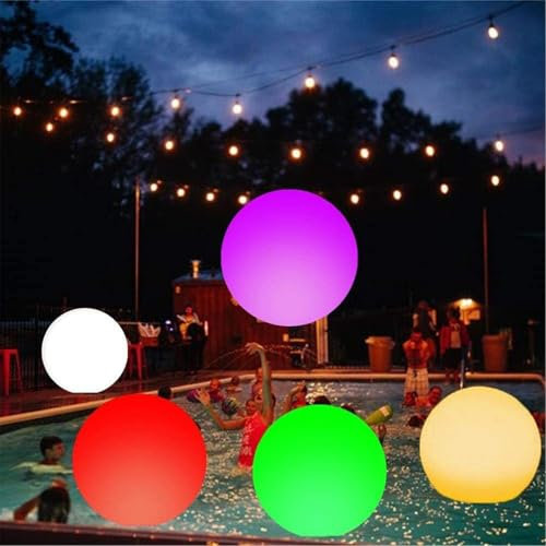 Pelota De Playa Gigante Inflable Luminosa LED con Control Remoto, 16 Colores, Iluminada para Piscina, Patio y Jardín