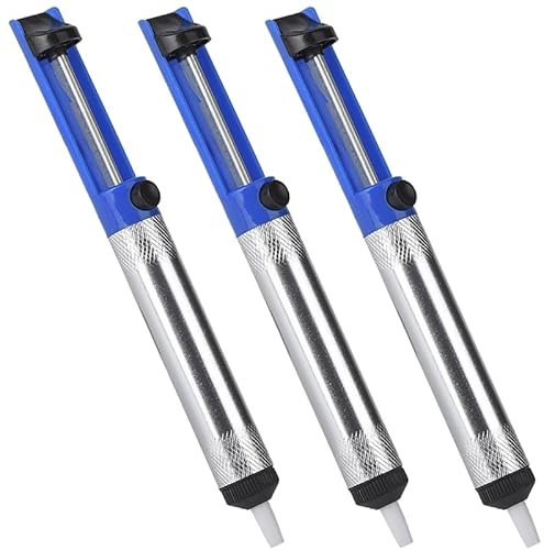 3 Pack Desoldering Pump, Blue Solder Sucker Tool, Desoldering Vacuum Pump for Electronics Repair, PCB Rework, Keyboard Maintenance, DIY Projects