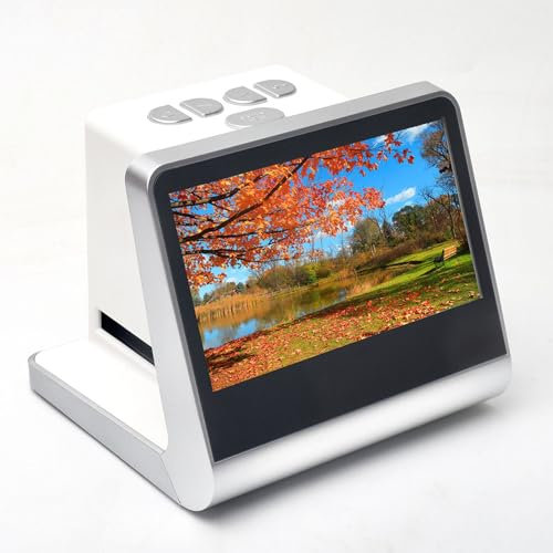 Vituord Scanner Digitale per Pellicole Tutto in Uno, Scanner per Pellicole E Diapositive da 22 MP, con Schermo LCD da 5 Pollici, Memoria Integrata da 16 GB