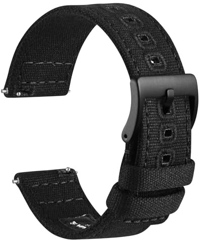 WOCCI Segeltuchstoff Uhrenarmband, Schnellverschluss, Kompatible Uhrenansatzbreite 18mm 19mm 20mm 22mm 24mm