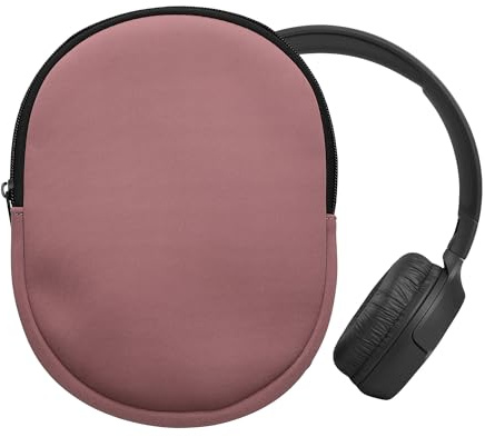 kwmobile Neoprene Headphone Case for Tune 600 / 500BT / 510BT / 450 Cover – Over-Ear Headset Storage Pouch - Soft Travel Carry Bag Dark Rose