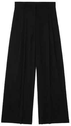 Vsadsau Solides 2-teiliges Damen-Set, Neckholder, ärmellos, Camis-Tops und Büro-Lady-Reißverschluss, lange Hose, Schwarze Hose, S