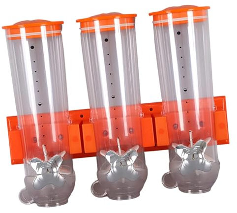 Wandmontierter Müslispender, Lebensmittelspender, Küchenaufbewahrungstank, 3-Kammer-Süßigkeitsspender mit 3 Tassen, dreifacher Spender für trockene Lebensmittel