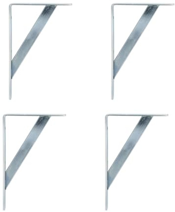 Amig - 4er-Pack Regalhalterungen Farbe Silber | Regalwinkel 250 x 200 mm | Robuster Stahl: bis zu 330 kg