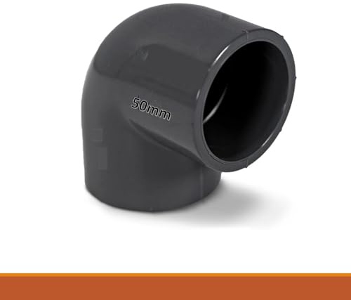 PVC-U 90° Winkel 50 mm | Klebemuffe für Rohrleitungen |16 bar Druckfest | Korrosionsbeständig & Langlebig