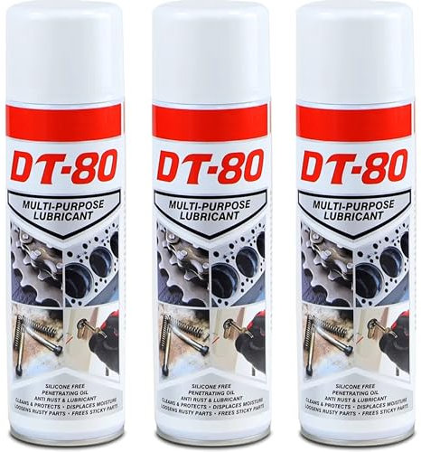 DT-80 Silicone Grease Spray Rust Remover Bike Chain Lube Penetrating Oil Lubricant - Cleans, Protects, Multi-Purpose - Available in 500ml Pack of 1, 2, or 3 (3)