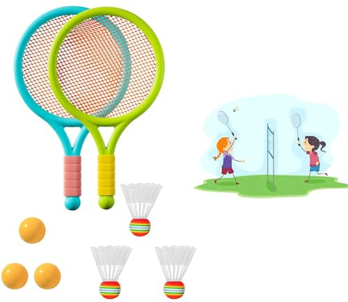 Racchetta Tennis Bambino Racchette Badminton, Children's Tennis Racquet, Plastic Racquet, Mini Set di Racchette da Badminton per Bambini Giochi All'Aperto e al Coperto