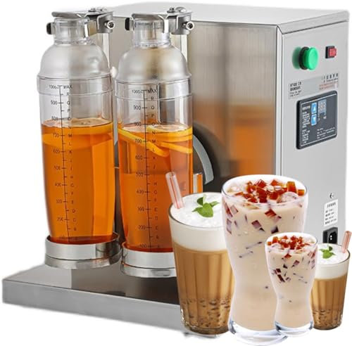 Mezclador Automático de té con Leche, Coctelera Eléctrica de Doble Marco, 400 r/Min, Tazas Dobles para té de Burbujas, té Boba, Jugo, Café, Leche y Vino