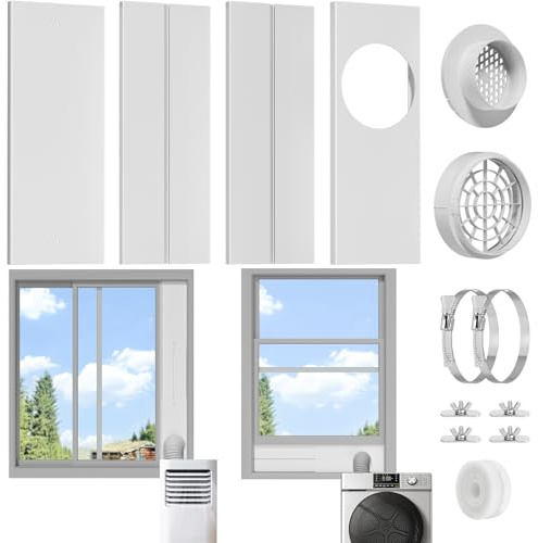 Dryer Vent Window Kit, Fit 4 Ducts and 5.9 AC Hose for Sliding Window