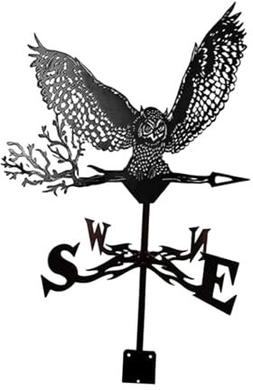 Sharplace Wetterfahne aus Metall, Eule, Wetterfahne, Landschafts-Windskulptur, Windrichtungsanzeiger für Park, Dach, Rasen, Scheune, Blumenbeet