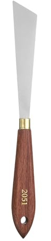 QUARKZMAN Couteaux à Peinture Outil De Peinture 4.33 x 0.87 Lame En Acier Inoxydable En Forme De larme 8.66 Longueur Spatula Couteaux à Peinture Avec Trou Manche En Hêtre, Rouge/Argent