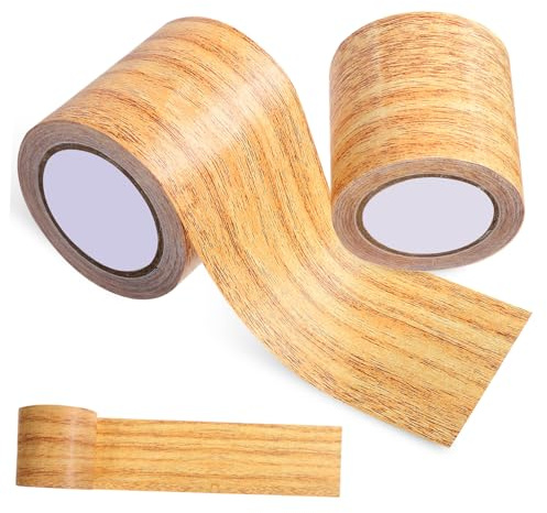 CIYODO Cinta Adhesiva Reparadora de Vetas de Madera Realista Color Camel, 2 Unidades, Efecto Madera para Reparar Suelos, Muebles y Puertas, Autoadhesiva, Material Opp y Pe, Uso Doméstico