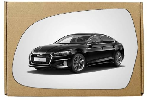 GAPlus Left Passenger Near Side Wing Mirror Glass compatible with Audi A5 2009-2016 STICK-ON Convex - Spherical