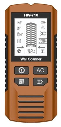 Scanner mural portable, détecteur de métaux LCD 6 en 1 pour clous en bois, fils sous tension AC, détecteur de clous compact pour cloison sèche, plafond, sol