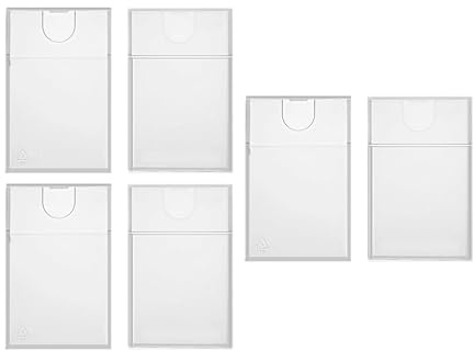 Estuche para tarjetas de visita de 6 piezas, transparente para ejecutivos, ideal para viajes y uso en la oficina (63 x 98 mm), organizador de nombre abierto en la parte superior de plástico