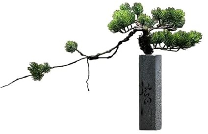 Faux trädsimulering av välkomnande tallväxten kreativ kontor kinesisk sten konst vas heminredning dekoration ornament faux växter inomhus (d)