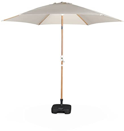 Alice's Garden - Parasol droit rond Ø300cm - Touquet Sable - mât central en aluminium orientable et manivelle d'ouverture