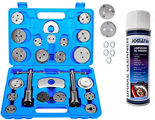 JOMAFA KIT REPOSICIONADOR PISTONES DE FRENO 22 PIEZAS + SPRAY LIMPIADOR DE FRENOS 500ML