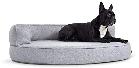Mypado Hundebett Atlanta Silverline Liegefläche Schaumstoffflocken-Polyesterwatte-Mix (110 x 90, Silber)