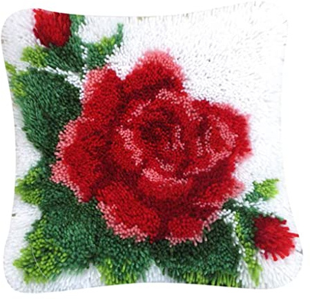 F Fityle Knüpfkissen Knüpfpackung zum Selbstknüpfen Kissens Deko-Kissenbezug Knüpfen Knüpfbilder, Motiv, 40x40 cm, 4